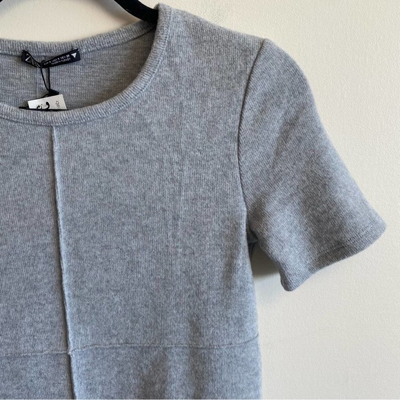 NWT ZARA Basics Grey Shirt Sleeve Mini Dress Extra Soft Size Small - Picture 6 of 10